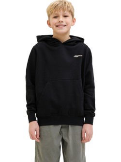 Jack & Jones Kids' Brushed Cotton Blend Hoodie, Black/Multi, Black/Multi