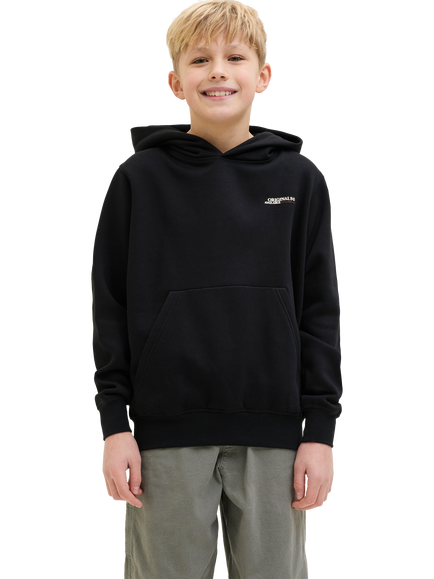 Jack & Jones Kids' Brushed Cotton Blend Hoodie, Black/Multi, Black/Multi