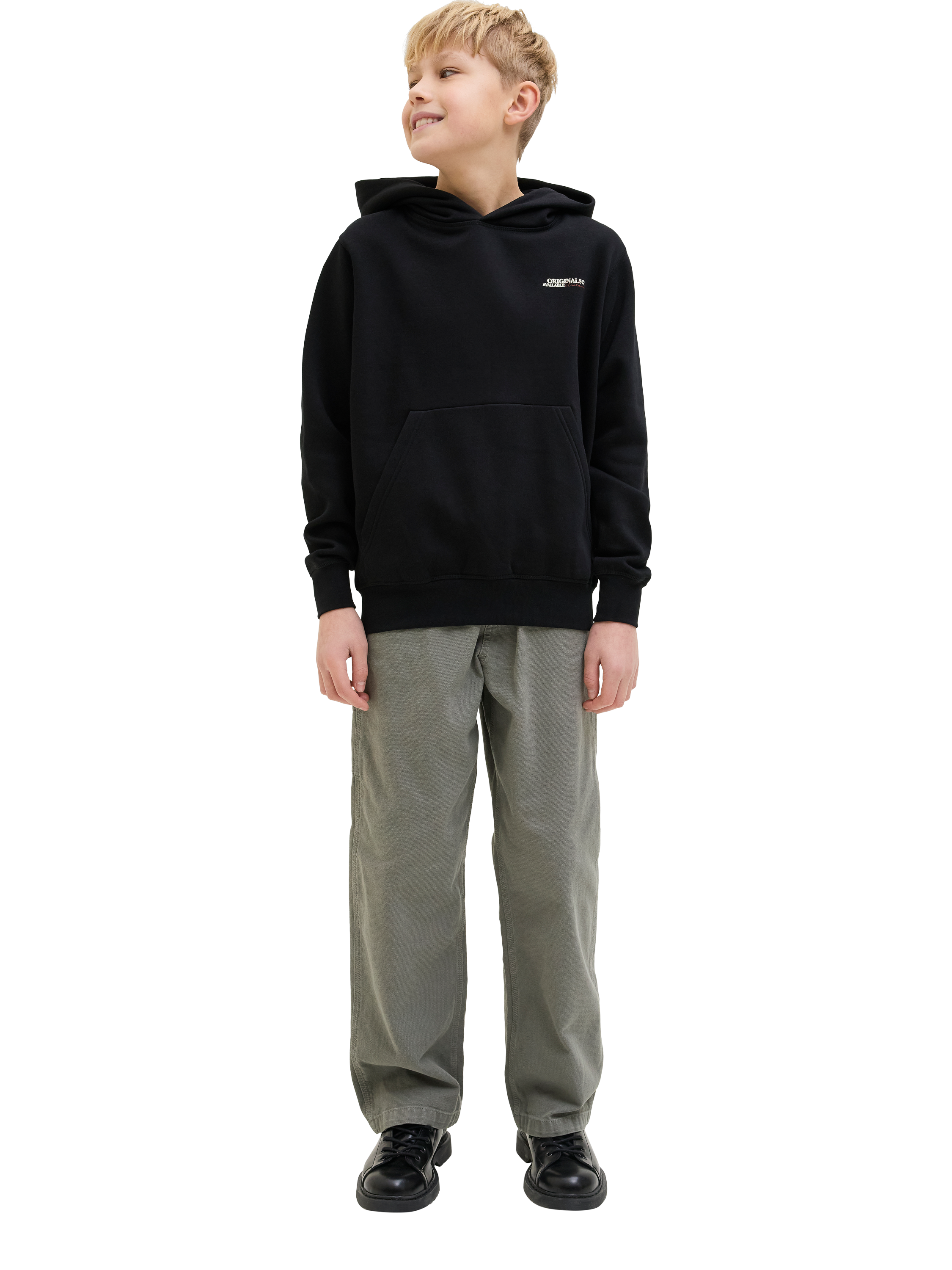 Product image 3 of 6, which shows Jack & Jones Kids' Brushed Cotton Blend Hoodie, Black/Multi, 8 years