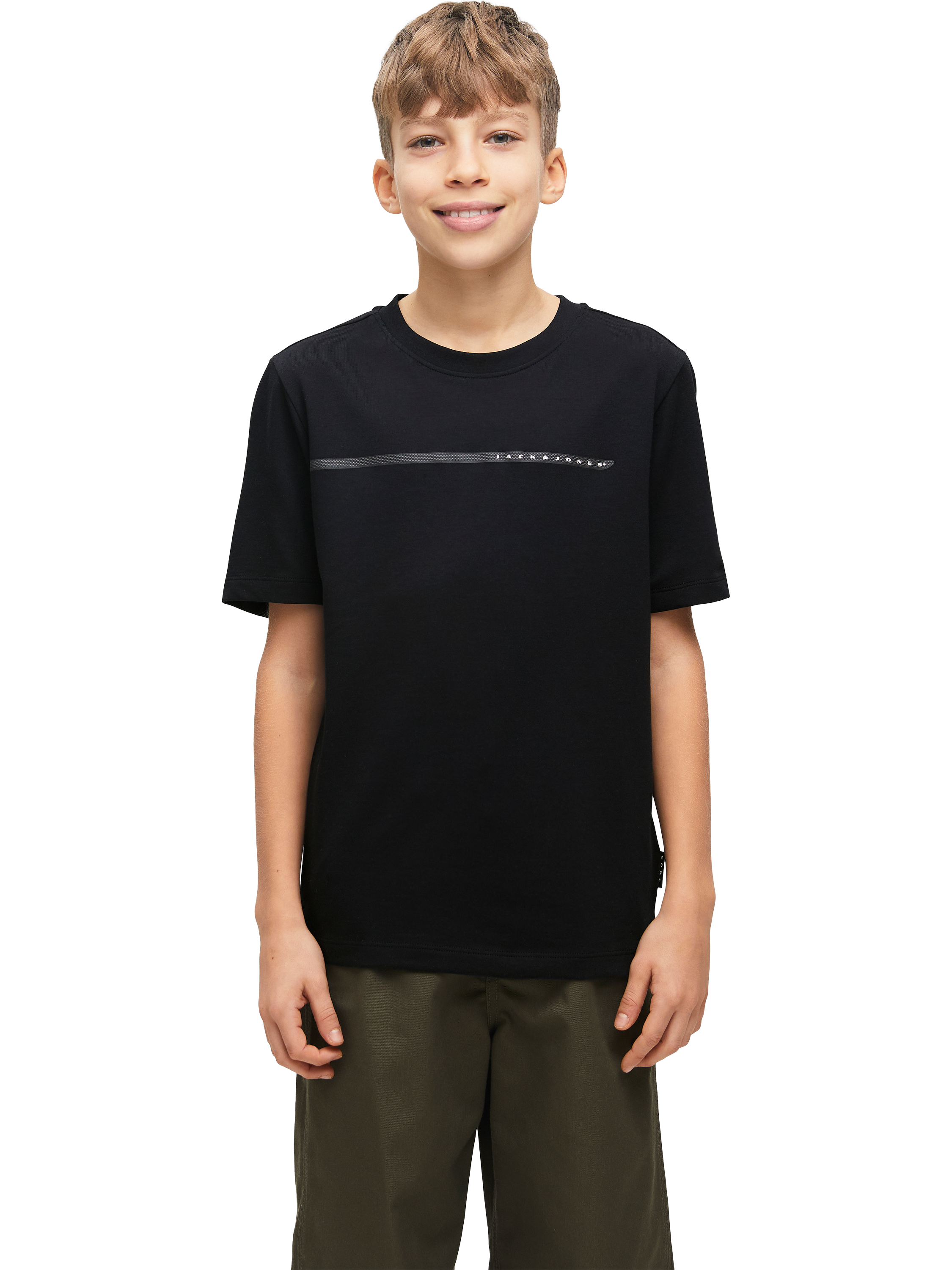 Product image 1 of 6, which shows Jack & Jones Kids' Crew Neck T-Shirt, Black, 10 years