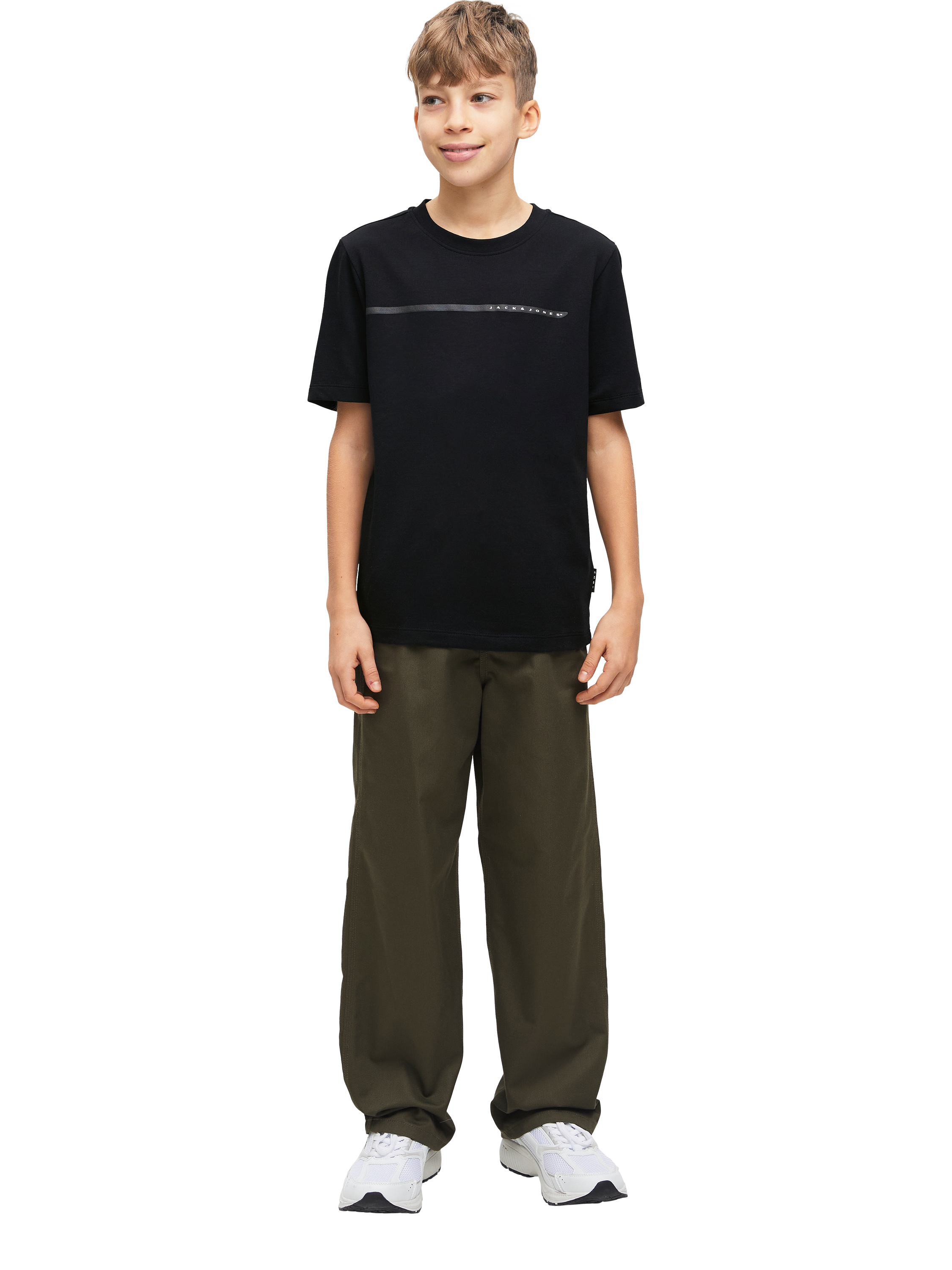 Product image 2 of 6, which shows Jack & Jones Kids' Crew Neck T-Shirt, Black, 10 years