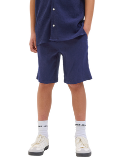 Jack & Jones Kids' Crinkle Jogger Shorts, Ocean Cavern, Ocean Cavern