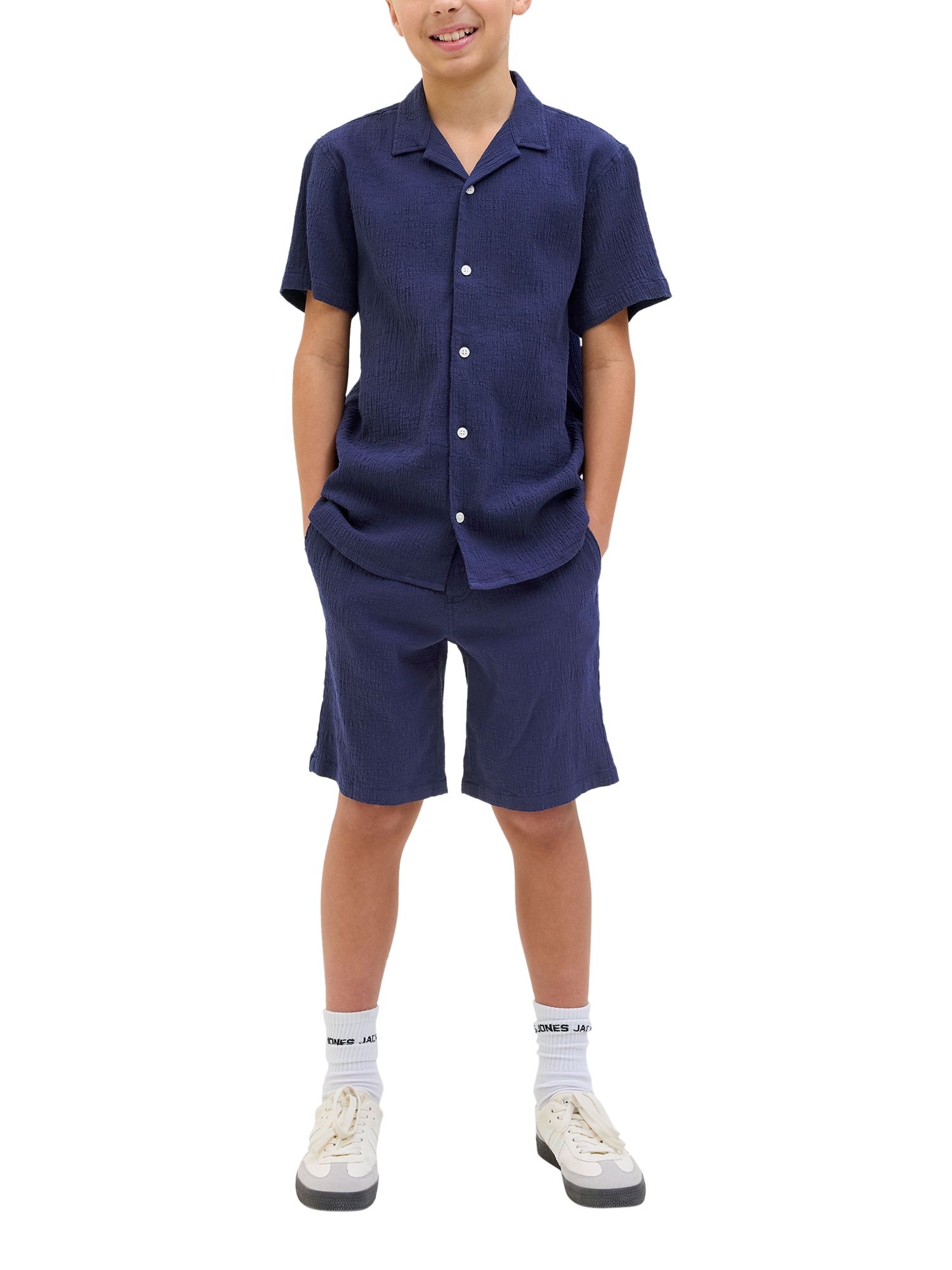 Product image 2 of 2, which shows Jack & Jones Kids' Crinkle Jogger Shorts, Ocean Cavern, 10 years