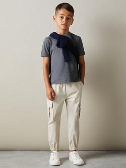 Reiss Kids' Bless Crew Neck Cotton T-Shirt, Pack of 3, White/Lichen Green/Steel Blue