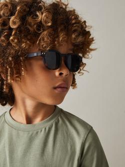 Reiss Kids' Bless Crew Neck Cotton T-Shirt, Pack of 3 - view 2, White/Lichen Green/Steel Blue