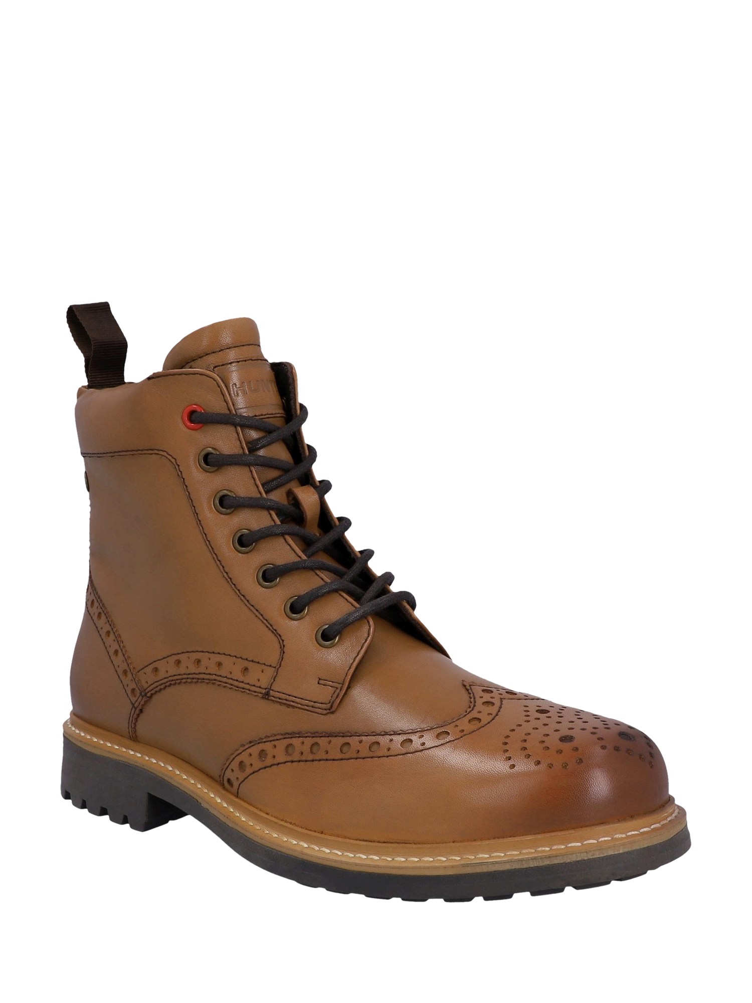 Product image 2 of 5, which shows Hunter Cawdor Leather Brogue Ankle Boots, Tan, 7