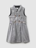 Reiss Kids' Gweneth Sequin Dogtooth Sleeveless Dress, Black/White