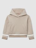 Reiss Kids' Lexi Stripe Detail Hoodie, Mink