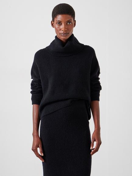 HUSH Meryll Crop Wool Blend Jumper, Black, Black