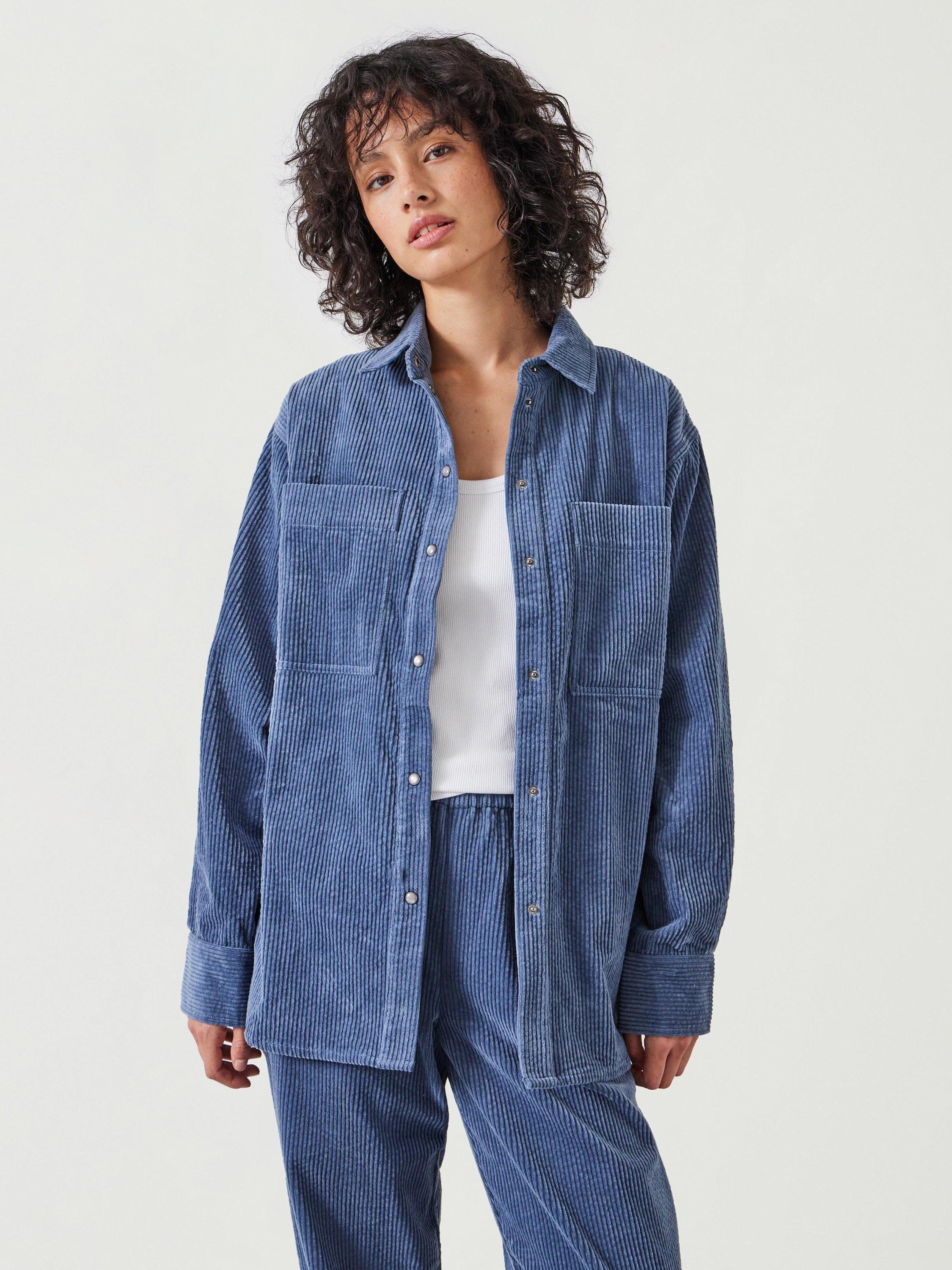 Deals Women's Dusty Blue Oversized Corduroy Shirt