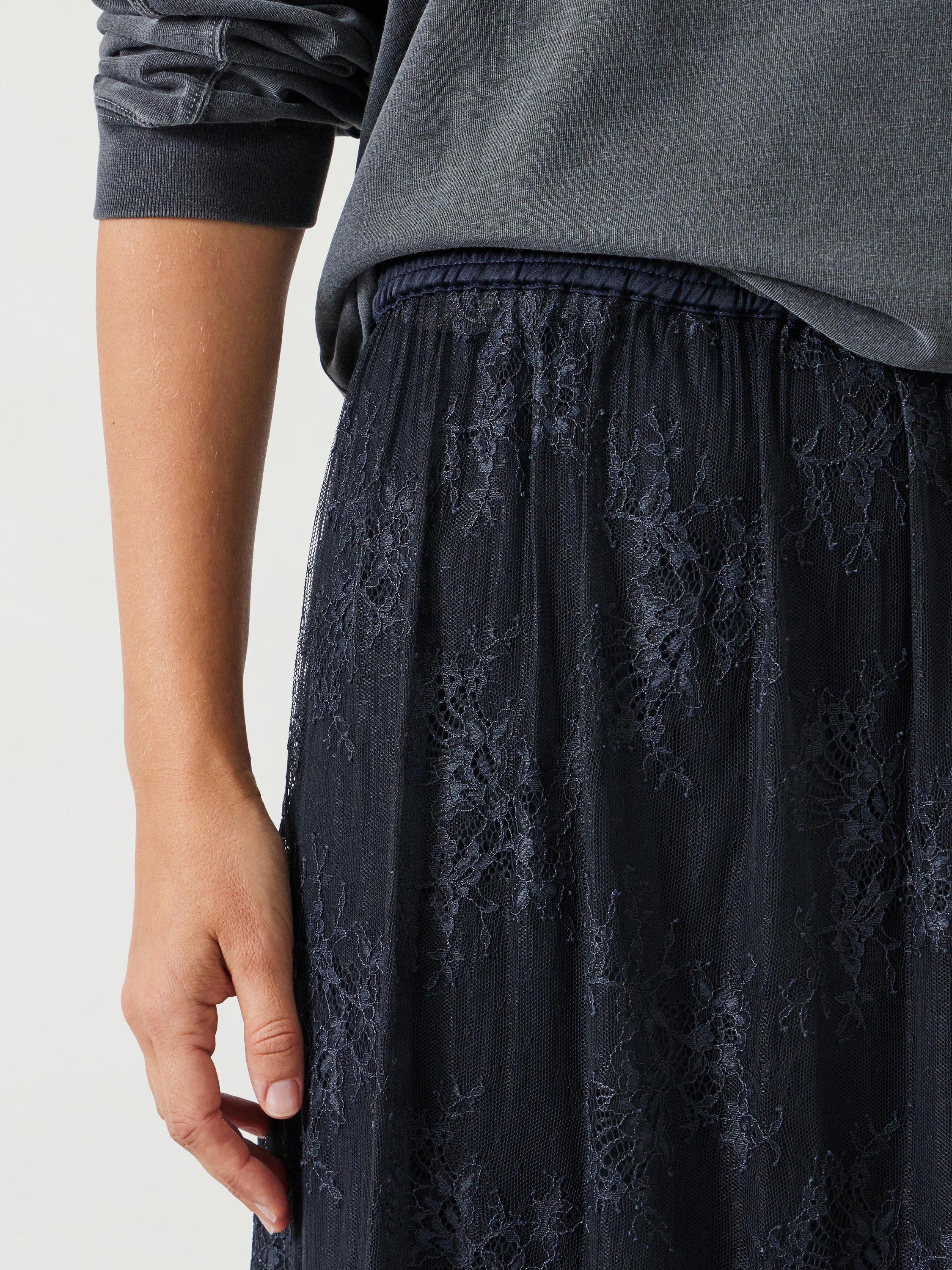 Product image 5 of 5, which shows HUSH Claudia Lace Pleated Skirt, Navy, 4
