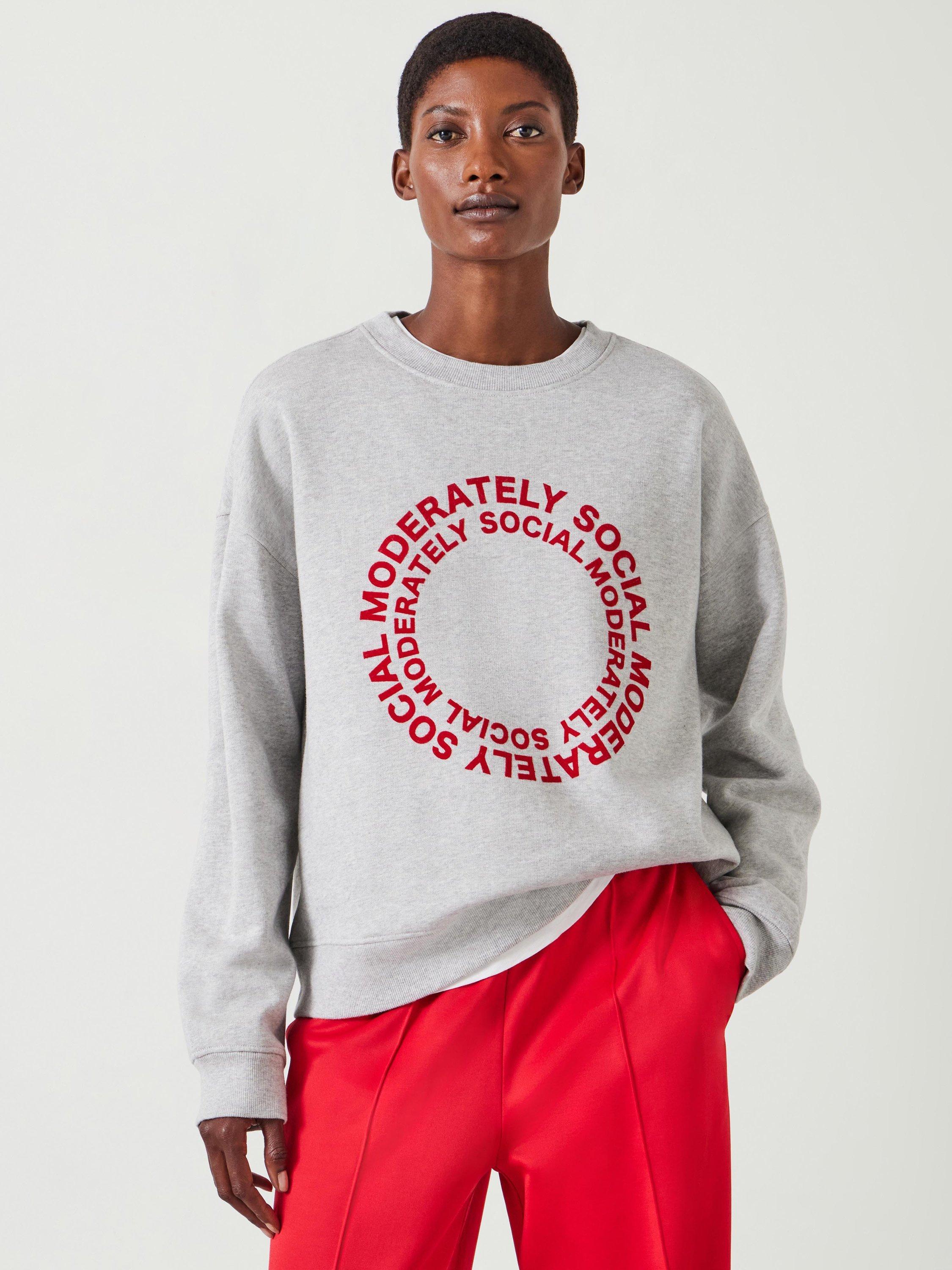 HUSH Moderately Social Graphic Relaxed Cotton Sweatshirt Grey