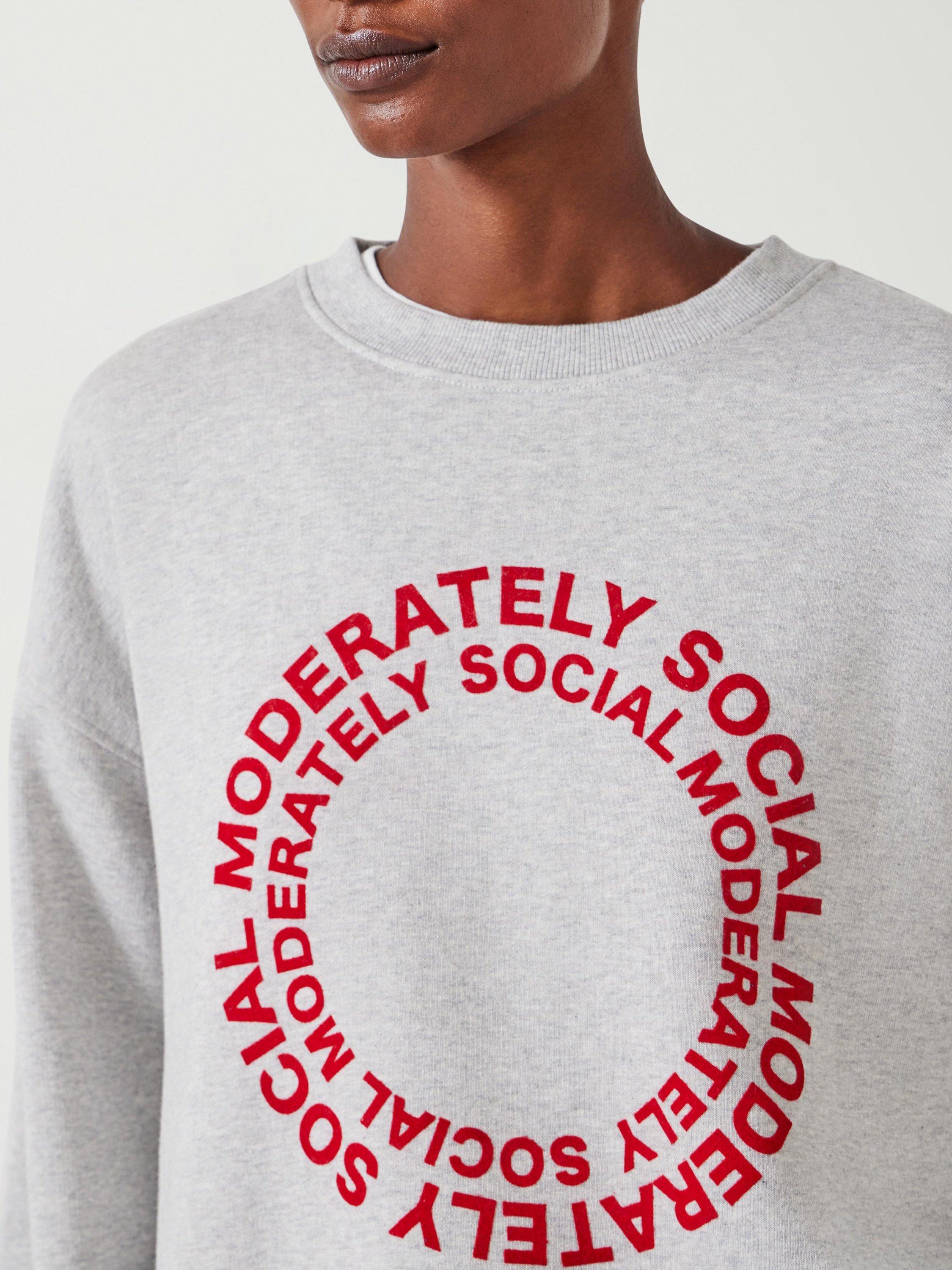 Product image 5 of 5, which shows HUSH Moderately Social Graphic Relaxed Cotton Sweatshirt, Grey, XXS