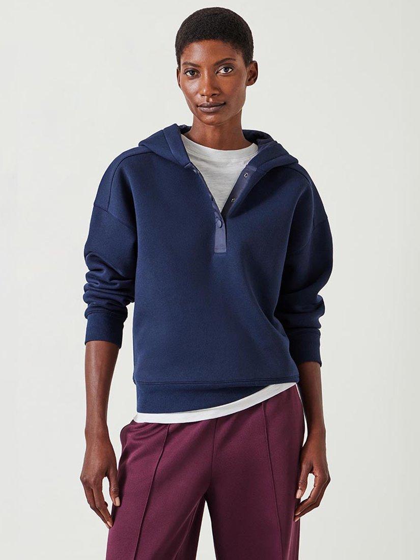 HUSH Thalia Popper Detail Hoodie Navy