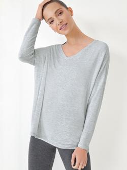 HUSH Gillian V Neck Longline Jersey Top containing LENZING™ ECOVERO™ Viscose, Grey