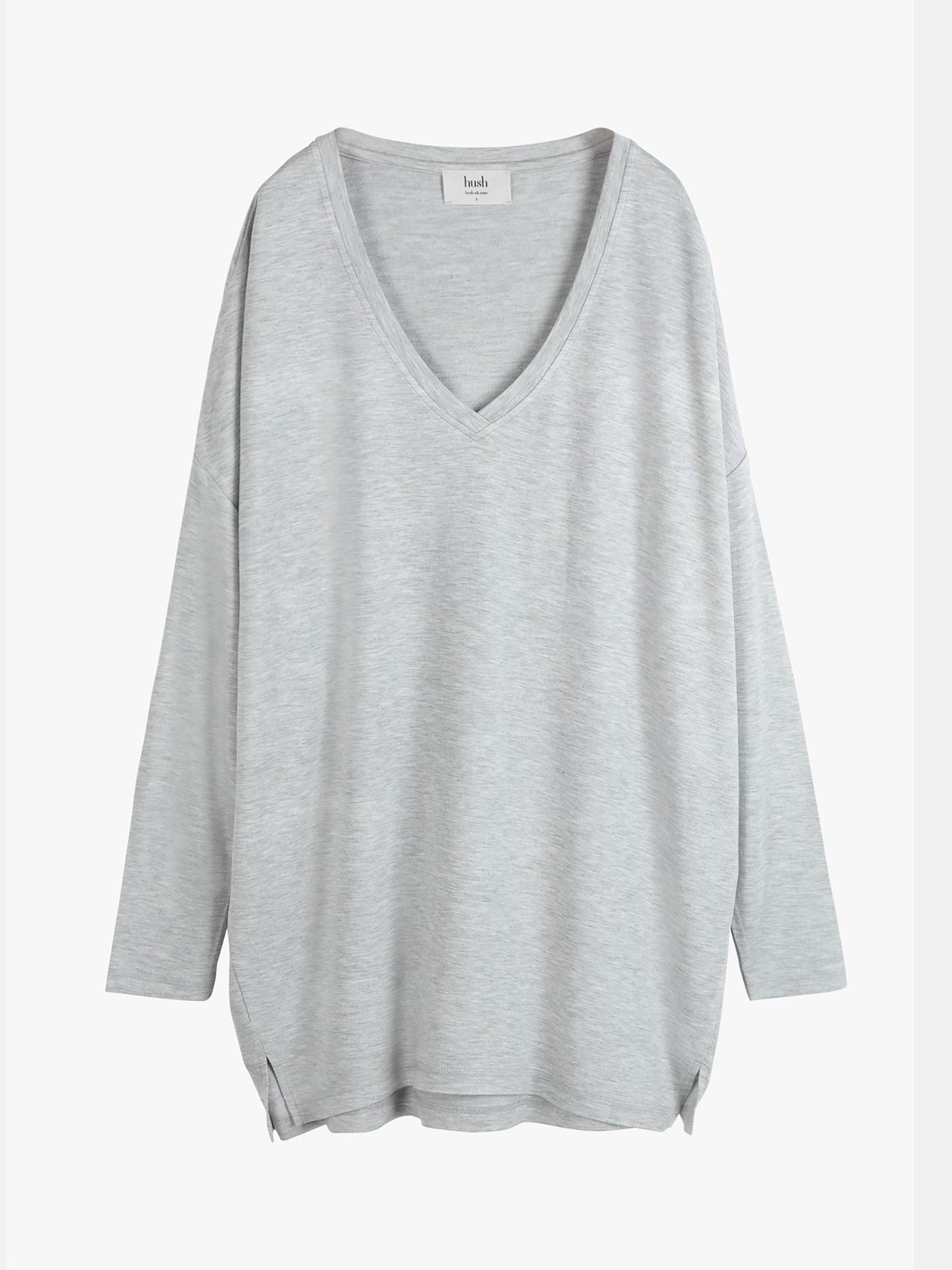 Product image 3 of 3, which shows HUSH Gillian V-Neck Jersey Top, Grey, L