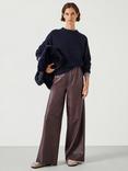 HUSH Agatha Leather Elasticated Waist Wide Leg Trousers
