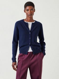 Daphne Cashmere Button Through Slim Cardigan - view 2, Midnight Navy
