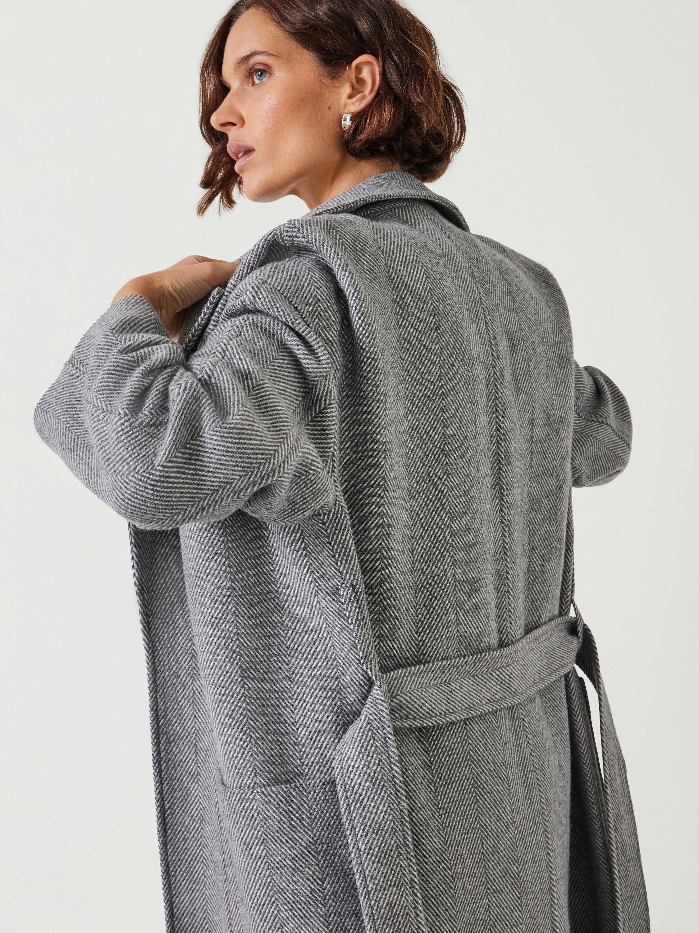 HUSH Kaitlin Relaxed Wool Blend Herringbone Coat, Grey HUSH Kaitlin Relaxed Wool Blend Herringbone Coat, Grey