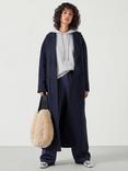 HUSH Kaitlin Relaxed Wool Blend Herringbone Coat, Navy