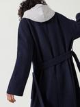 HUSH Kaitlin Relaxed Wool Blend Herringbone Coat, Navy