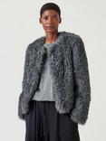 HUSH Rachel Faux Fur Jacket, Dark Grey