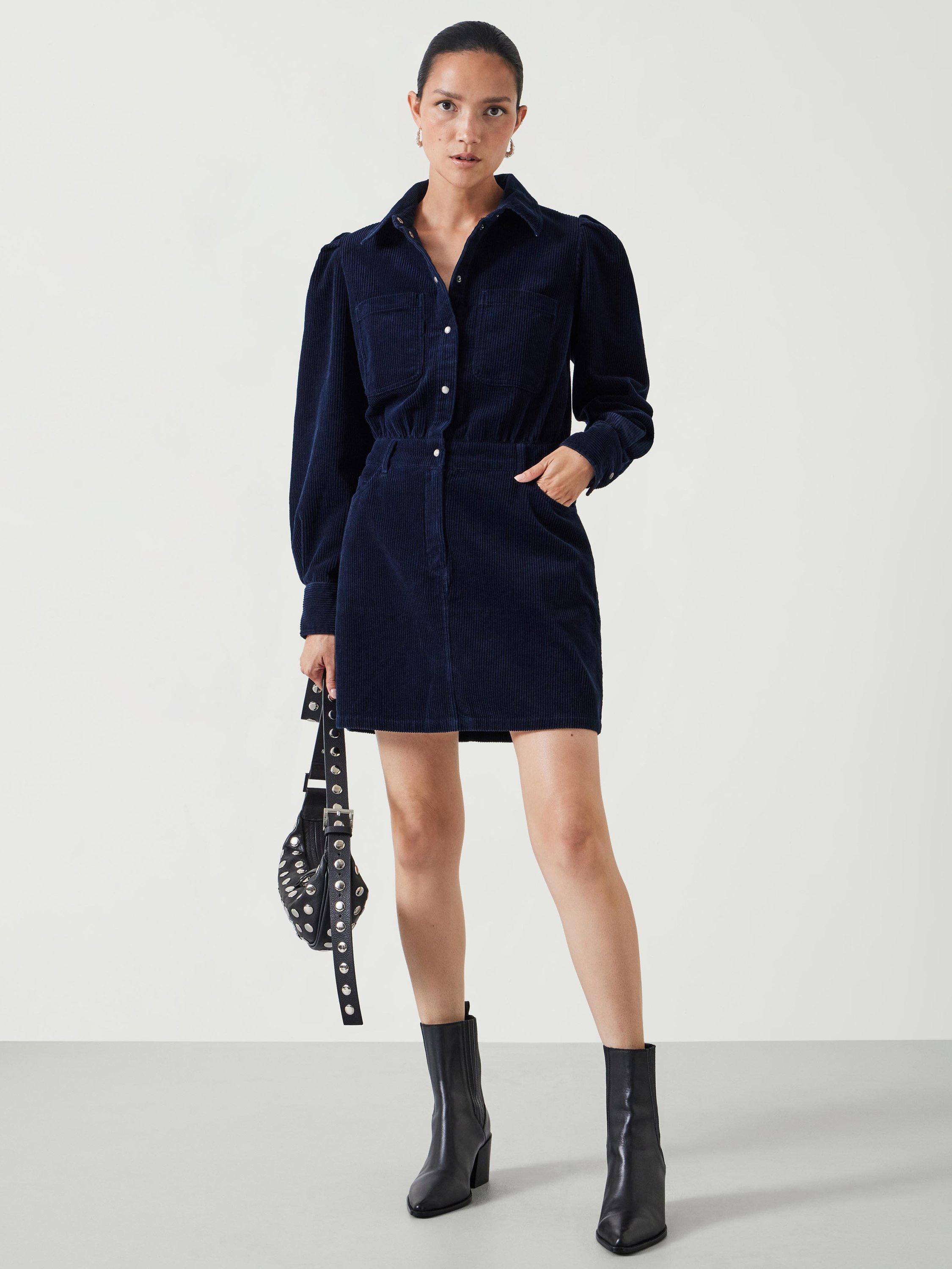 HUSH Mariella Corduroy Mini Dress, Night Sky
