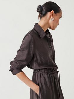 HUSH Martina Midi Shirt Dress - view 2, Chocolate Brown