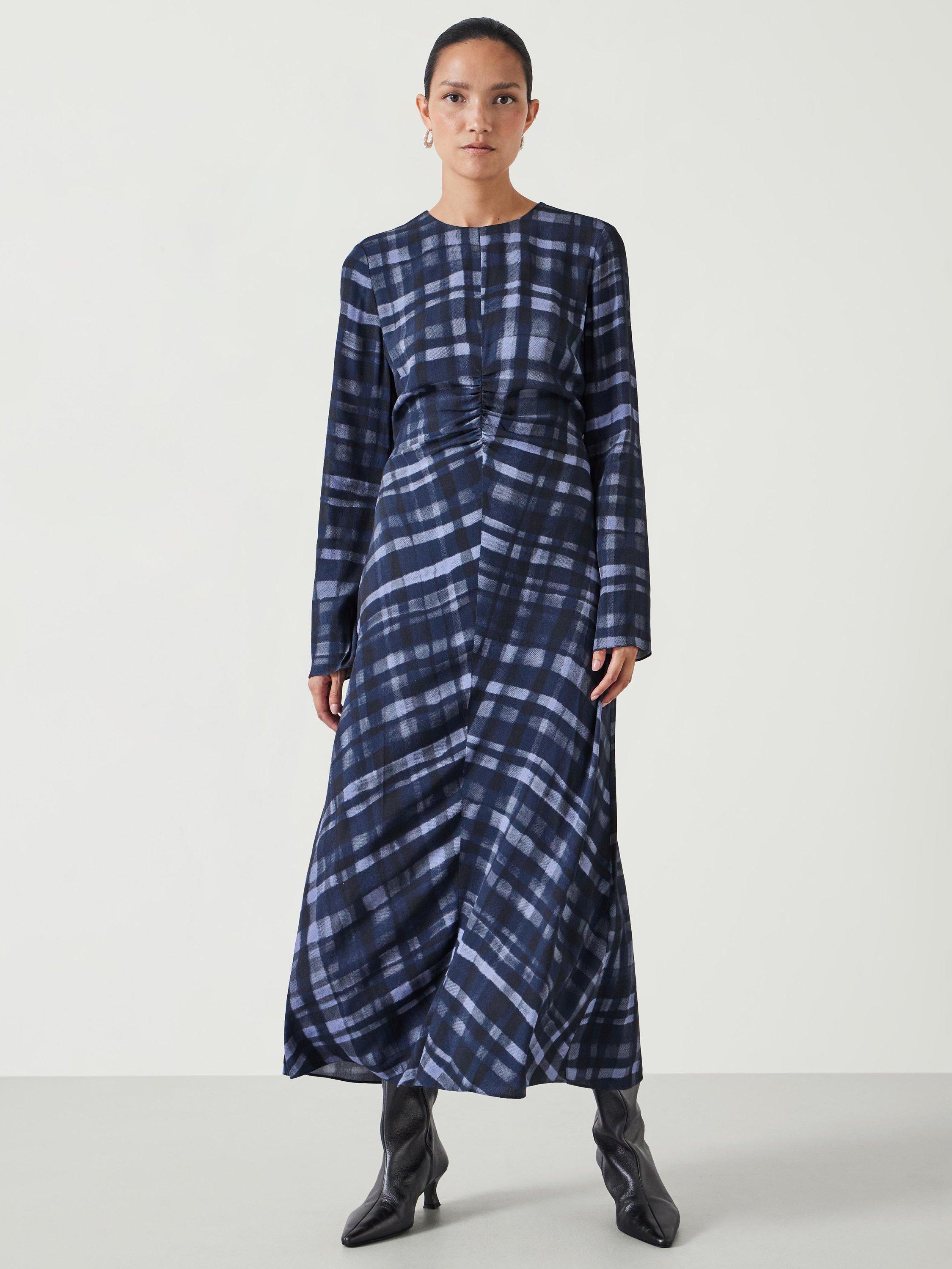 HUSH Myrah Check Midi Dress, Blue