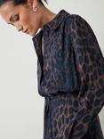 HUSH Rosey Leopard Print Shirt Dress, Brown/Black