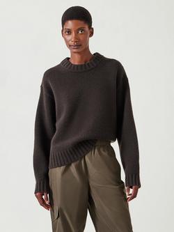 HUSH Cora Chunky Cashmere Jumper, Chocolate Brown