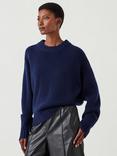 HUSH Cora Chunky Cashmere Jumper, Midnight Navy