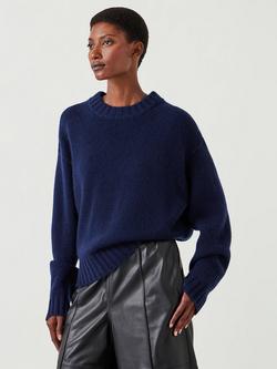 HUSH Cora Chunky Cashmere Jumper, Midnight Navy