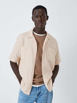 John Lewis ANYDAY Regular Fit Patchwork Shirt, Ecru