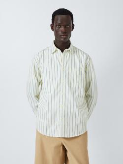 John Lewis ANYDAY Cotton Poplin Stripe Regular Fit Shirt, Yellow, Yellow