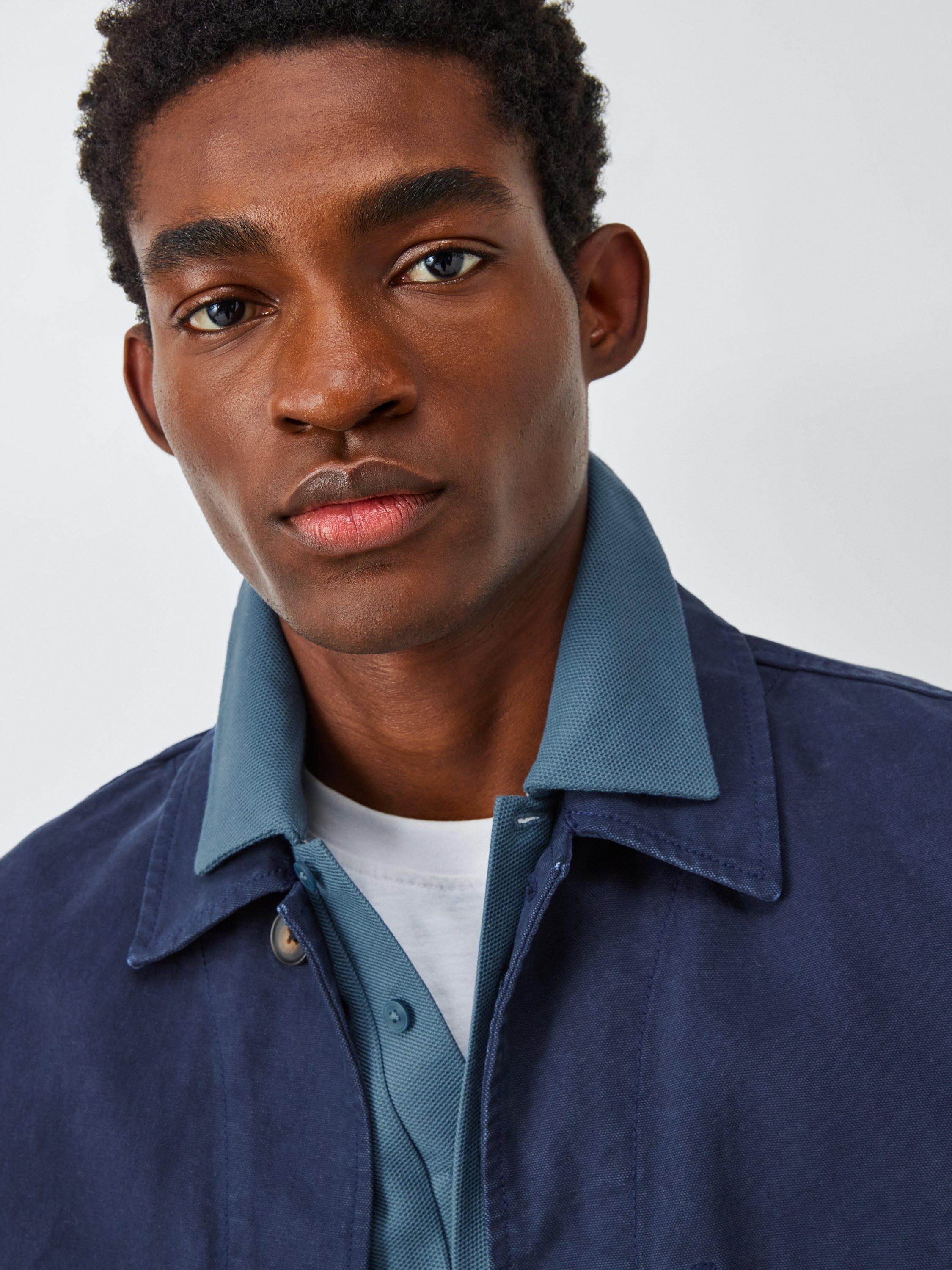 Product image 5 of 6, which shows John Lewis Long Sleeve Supima Cotton Pique Polo Shirt, China Blue, S