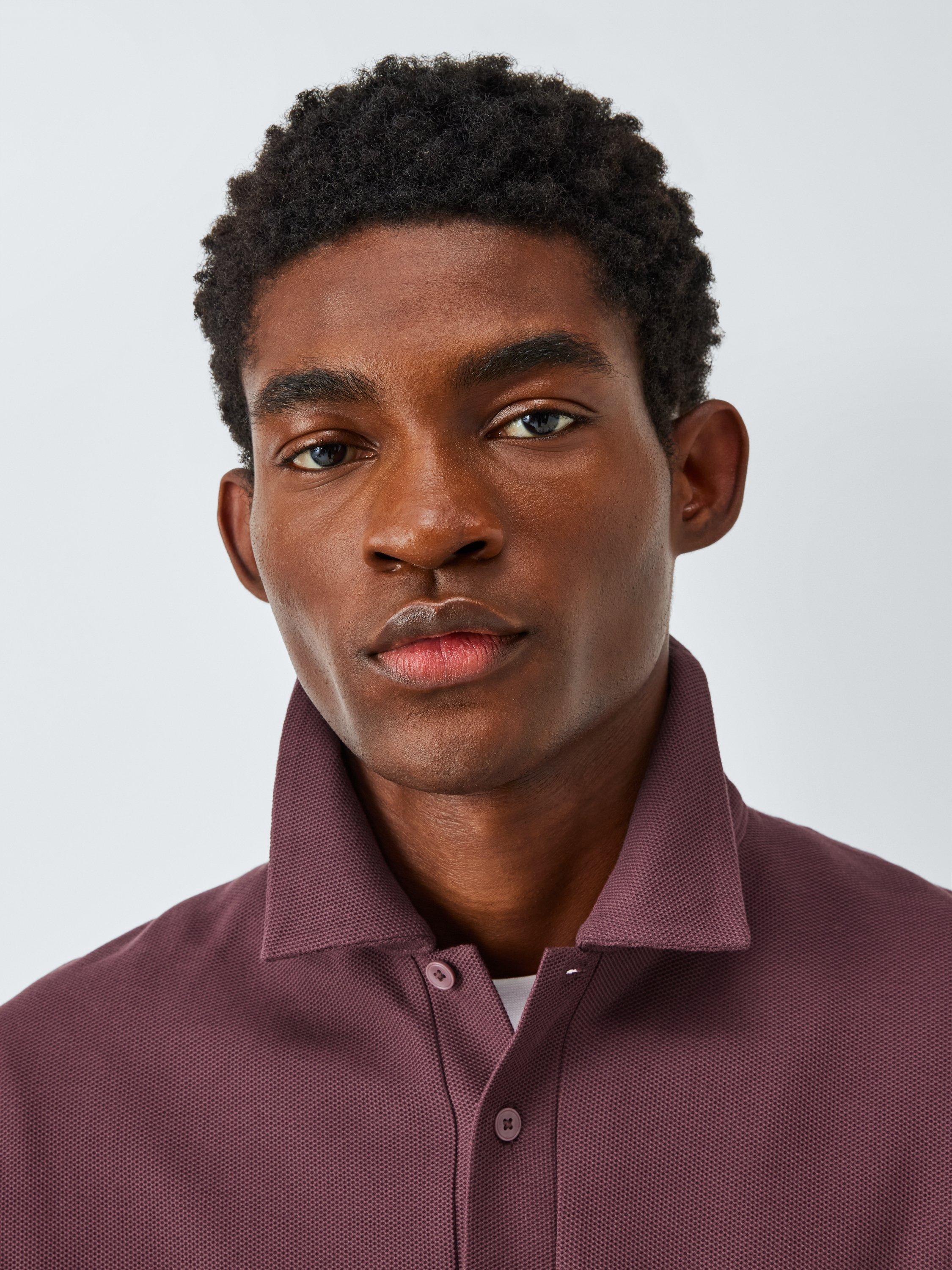 Product image 5 of 6, which shows John Lewis Short Sleeve Supima Cotton Pique Polo Shirt, Catawba Grape, S