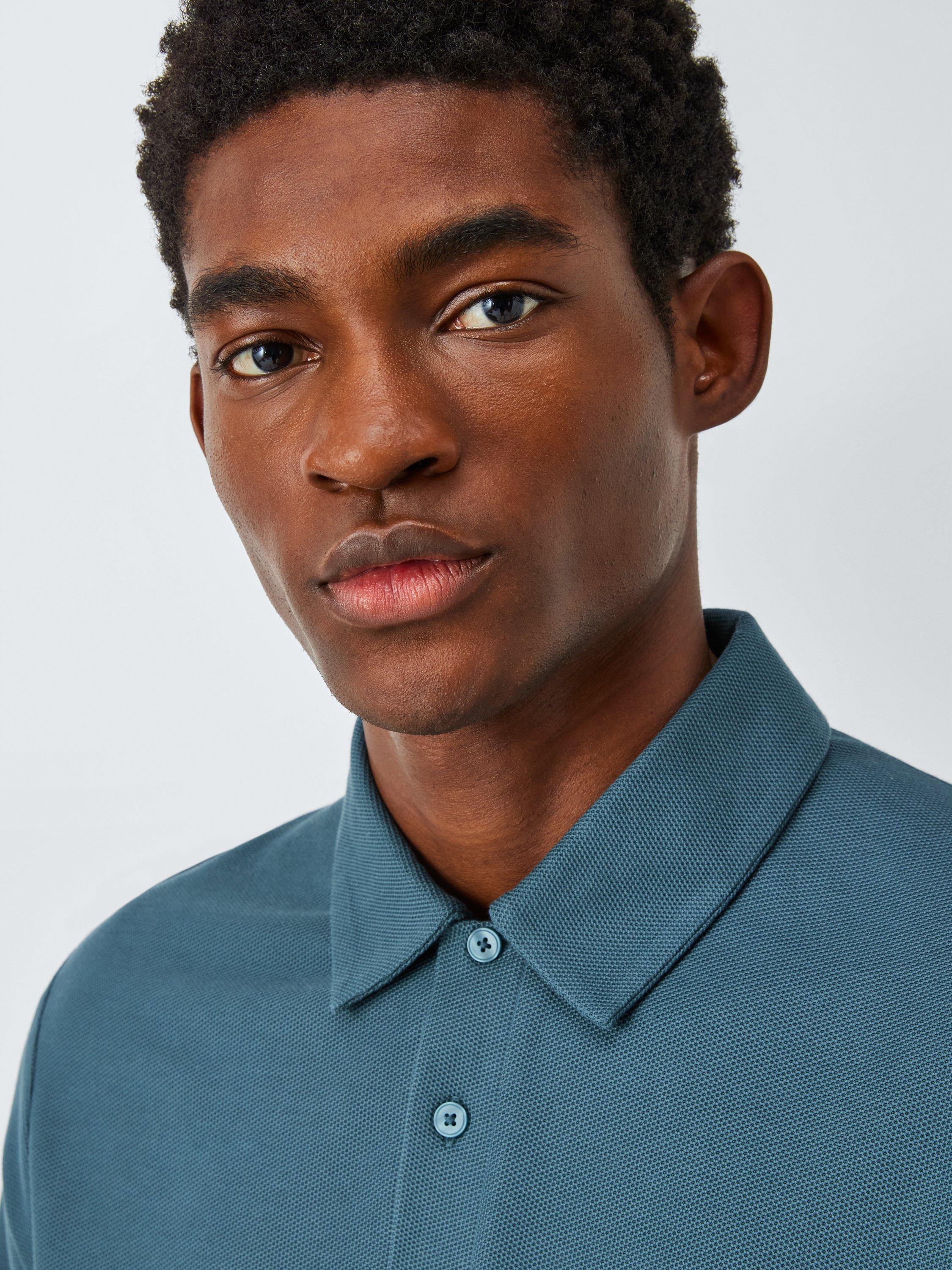 Product image 5 of 6, which shows John Lewis Short Sleeve Supima Cotton Pique Polo Shirt, Stargazer, S