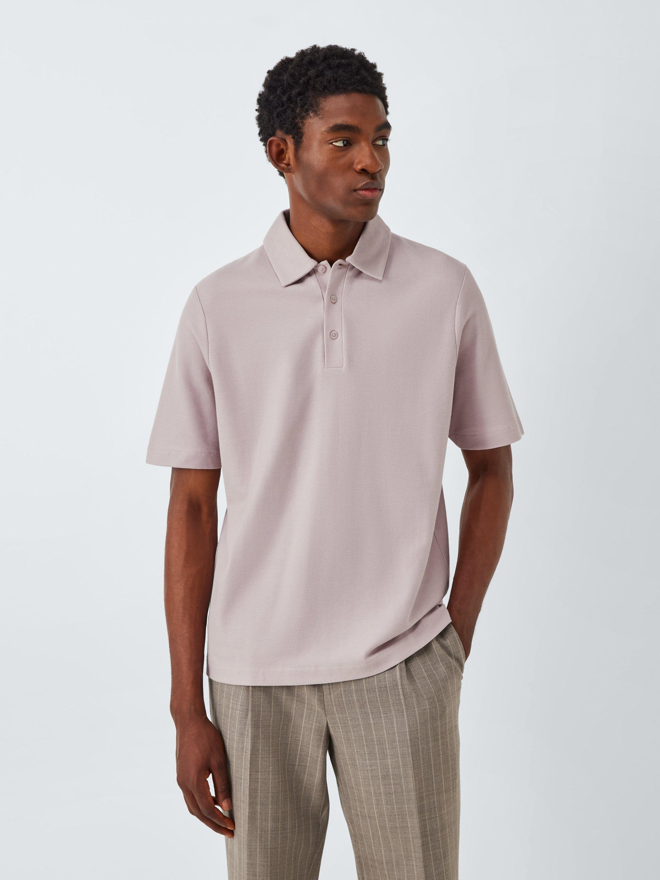 Product image 1 of 6, which shows John Lewis Short Sleeve Supima Cotton Pique Polo Shirt, Cloud Gray, S