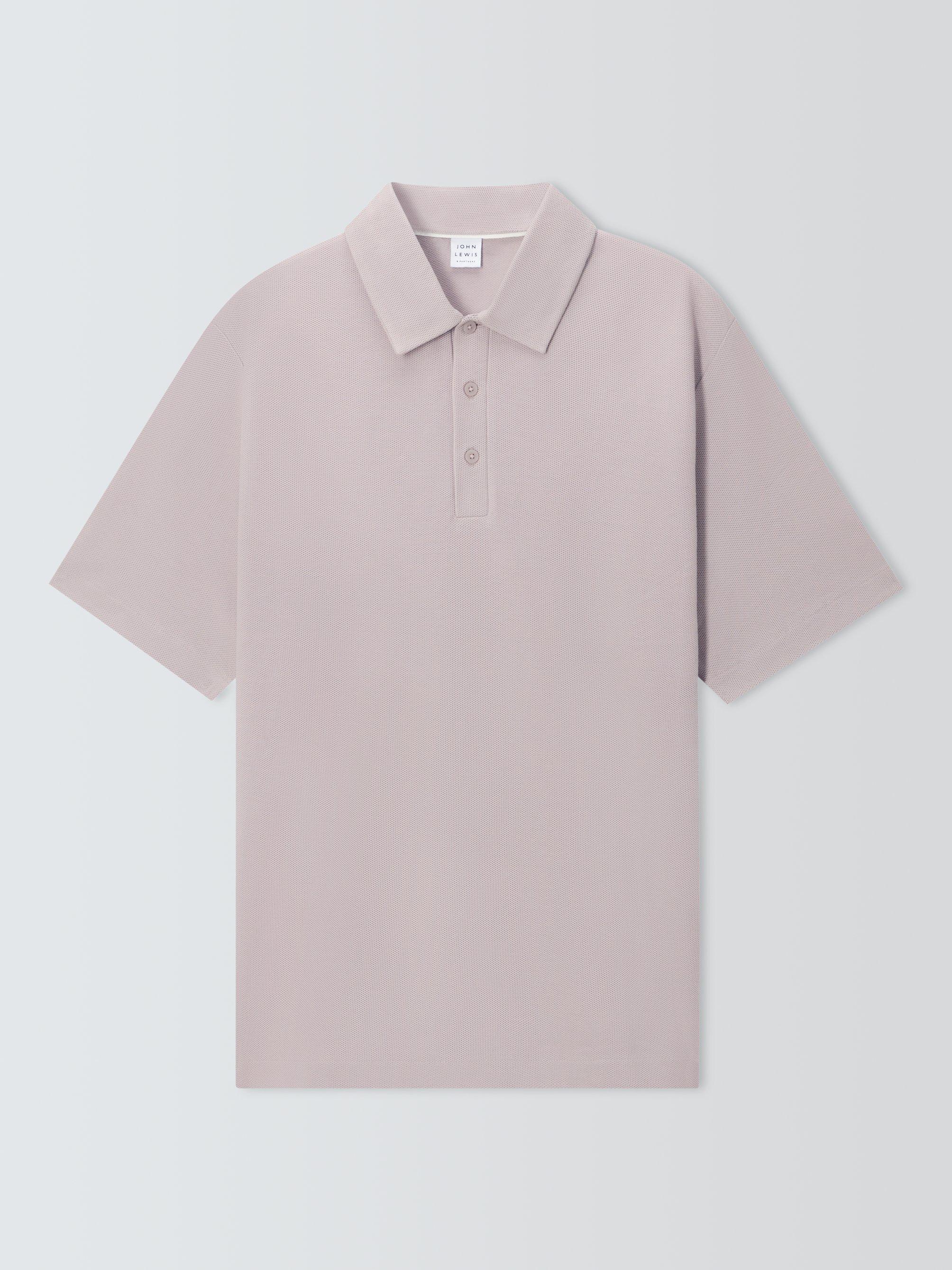 Product image 4 of 6, which shows John Lewis Short Sleeve Supima Cotton Pique Polo Shirt, Cloud Gray, S