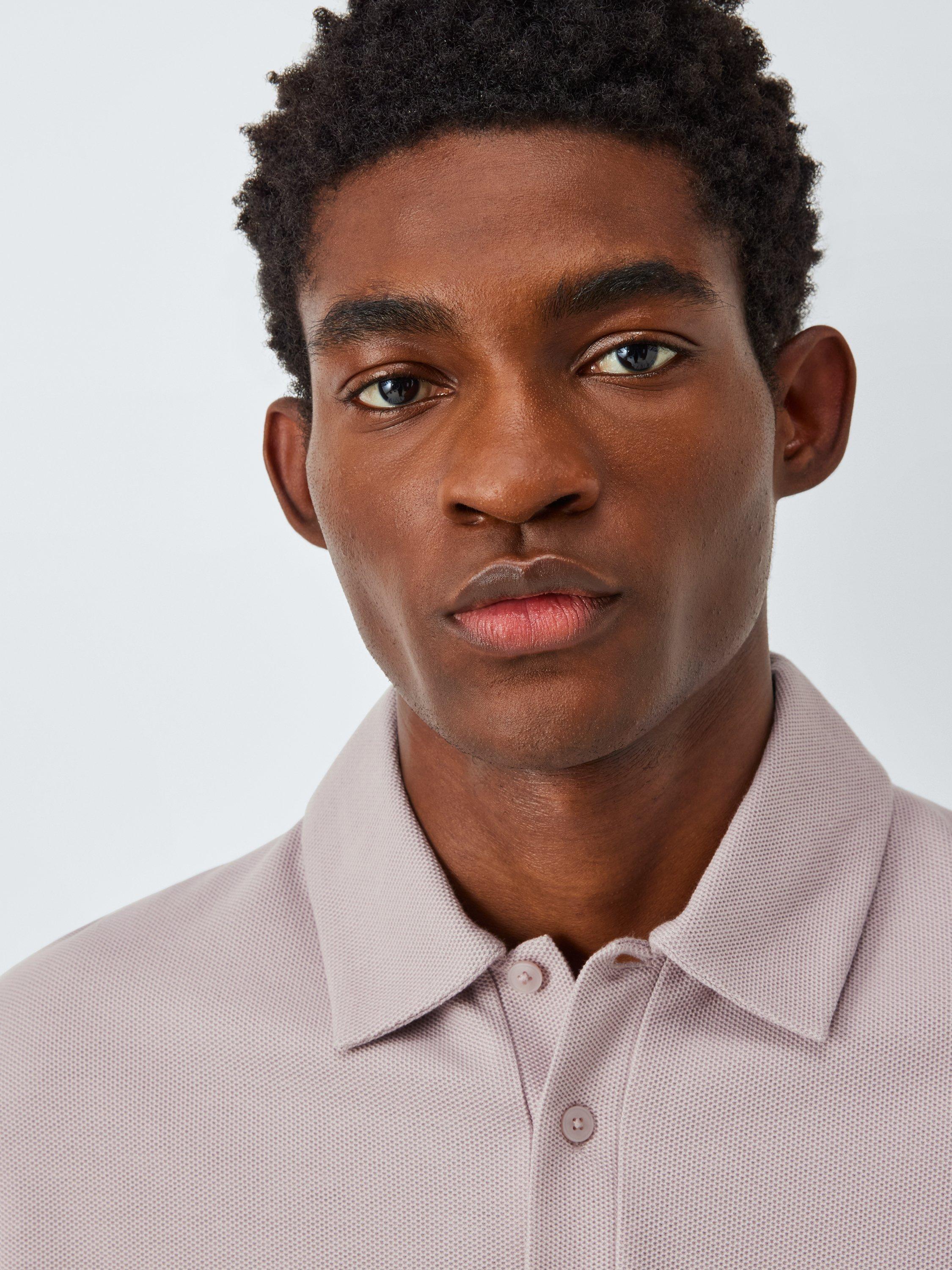 Product image 5 of 6, which shows John Lewis Short Sleeve Supima Cotton Pique Polo Shirt, Cloud Gray, S