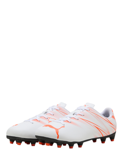 PUMA Kids' Attacanto Firm Artificial Ground Football Boots, White/Red - view 2, White/Red