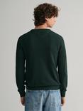GANT Cotton Pique Crew Neck Jumper, Tartan Green