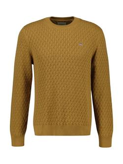 GANT Textured Cotton Crew Neck Jumper, Wooden Beige, Wooden Beige