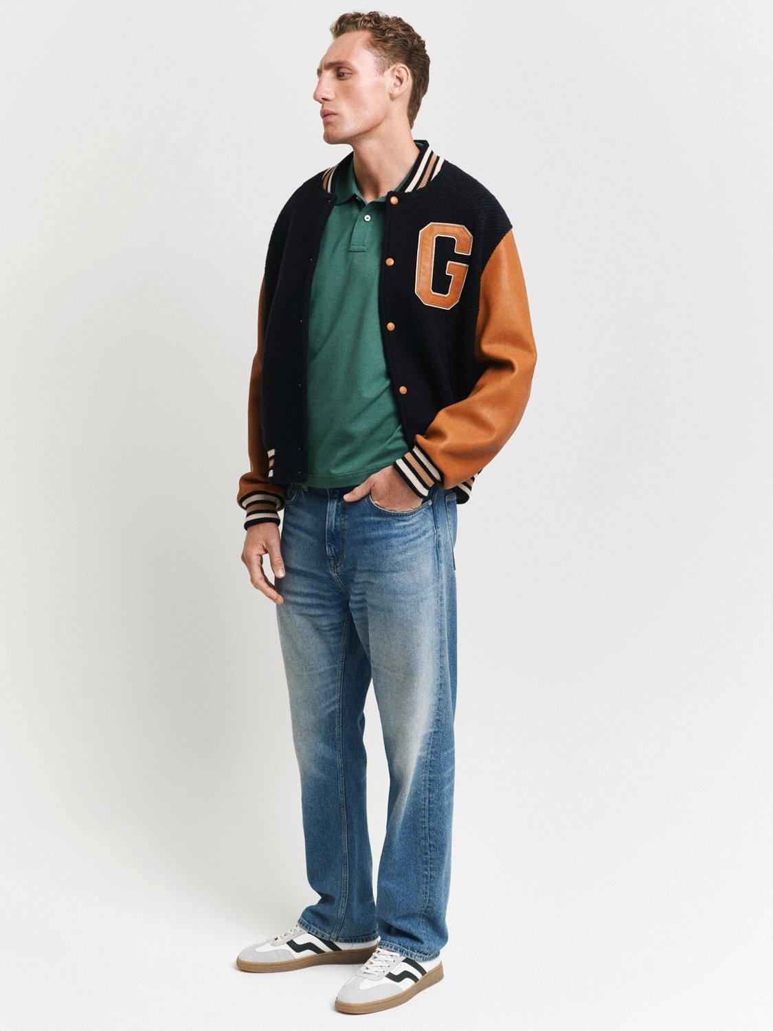Product image 4 of 4, which shows GANT Regular Fit Shield Pique Polo Shirt, Woody Green, M