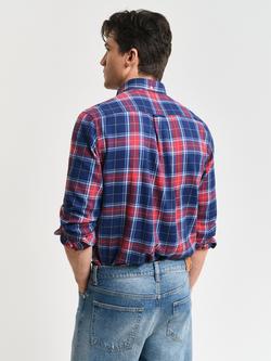 GANT Cotton Regular Fit Check Flannel Shirt, Persian Blue - view 2, Persian Blue