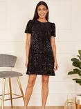 Mela Sequin Tunic Mini Dress, Black