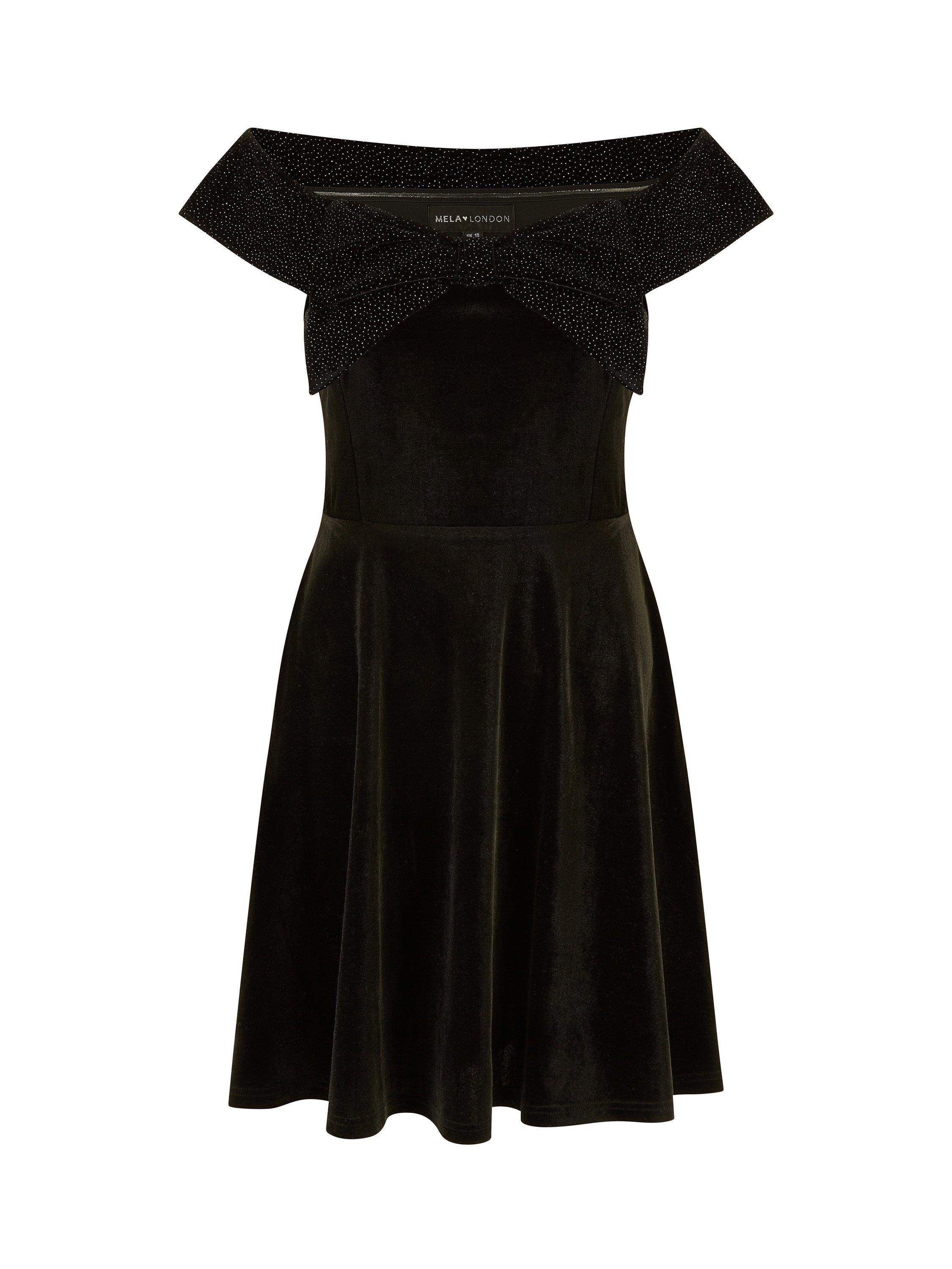 Product image 5 of 5, which shows Yumi Velvet Bow Dress, Black, 8