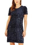 Mela Sequin Tunic Mini Dress, Navy