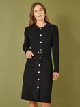 Yumi Rib Shirt Dress, Black